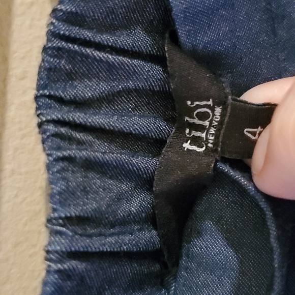 Tibi Off The Shoulder Chambray Mini Dress In Dark Blue Denim Size 4 NWOT'S - Picture 7 of 10